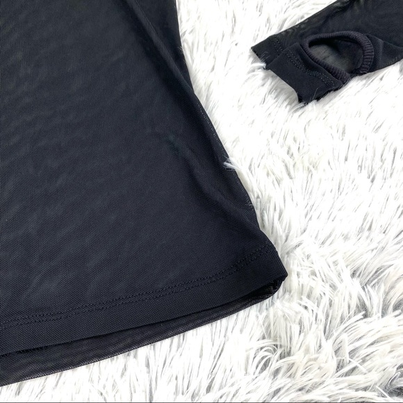 Dolls Kill Sheer Mesh Spooky Cat Patch Goth Long Sleeve Shirt EUC - Picture 7 of 11